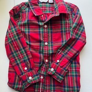 Janie and Jack Christmas Plaid tartan button down shirt 2T
